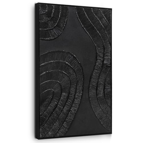 Textured 3D Abstract Hand-Painted Wall Art Large Black Thick Texture