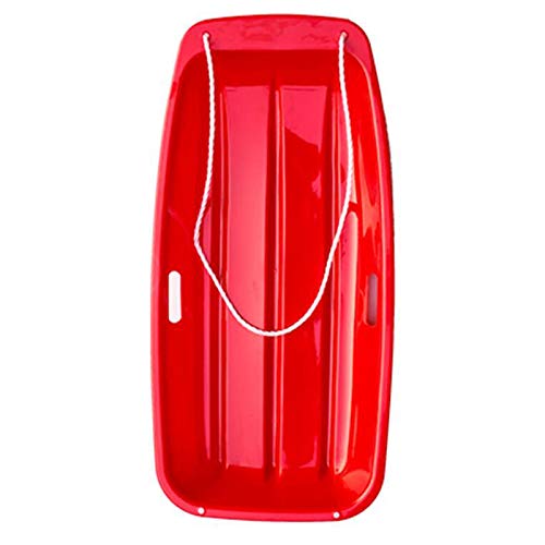 SLHLAWWE Winter Outdoor Schlitten Große Kunststoff Downhill Ski Board Verdickt 88cm Schneeschlitten Rodel Mit Zugseil Kinder Erwachsene Weihnachten Neujahr Geschenke(Color:rot) Cover