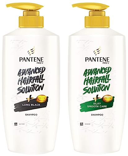 Image of Pantene Advanced Hair Fall Solution Silky Smooth Care Shampoo, 650 ml & Pantene Advanced Hair Fall Solution Long Black Shampoo, 650 ml