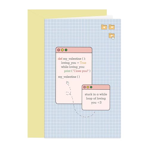 BKOQF Funny Programmer Valentine's Day Card, Romantic Software Engineers Vday Gift Idea, Stuck in a While Loop