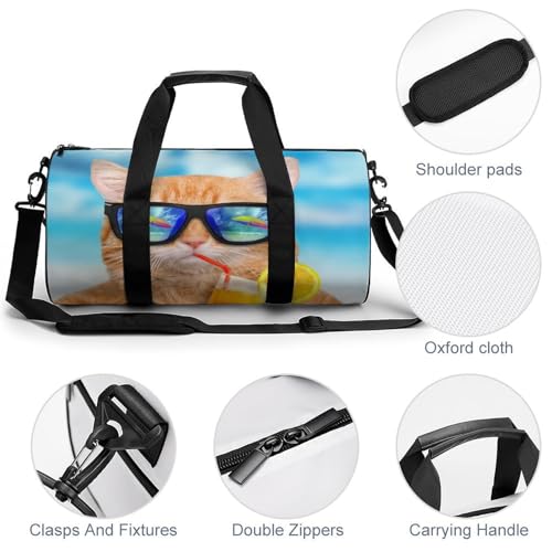 Sac de sport chat drôle avec grand compartiment 45cm et motif original - 5