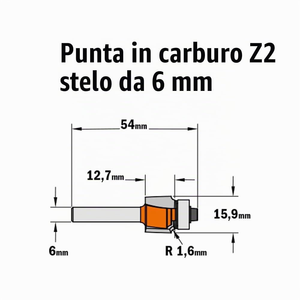 CMT 738.160.11 Fresa a Raggio Concavo, Arancione/Grigio