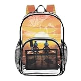 xigua Mochila Cowboys transparente para escola, resistente, transparente, resistente à água, com alças acolchoadas para meninos e meninas