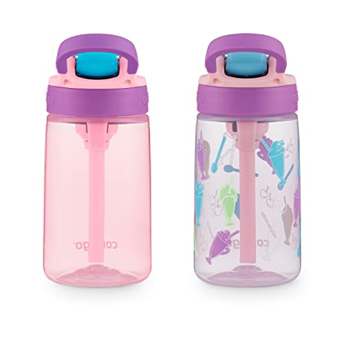 Image of Contigo Kids Cleanable AUTOSPOUT Water Bottle, 14oz., 2 Pack, Strawberry Ice Cream