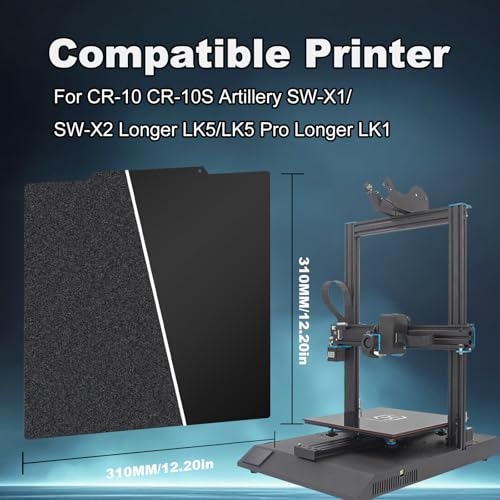Image of 310x310mm Black Build Plate for CR-10 /10S /Artillery SW-X1 /X2 /LK5, Double Sided Textured PEI+Smooth PEI Flexible Spring Steel Platform Heated Printing Bed for Creality /Artillery /Longer Printer