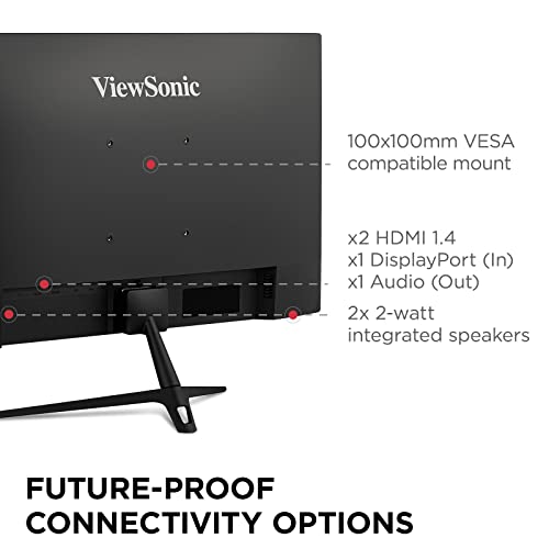 Image of ViewSonic VX2428 60.96Cm (24'') FHD Fast IPS 180Hz Gaming Monitor with 0.5ms, HDR10, AMD FreeSync, Premium AdaptiveSync, ClearMR for Clarity,104% sRGB, Tilt, 2X Speaker, Eye Care, 2xHDMI,DP