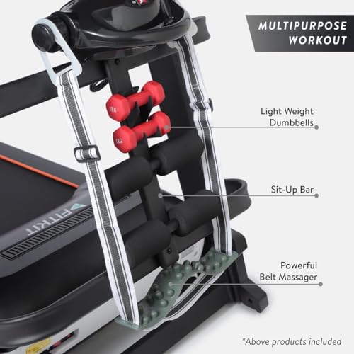 Image of Fitkit FT550M (7HP Peak) DC-Motorised Treadmill (Max Speed: 20km /hr, Inclination: Auto, Max Weight: 150 Kg) with Free Home Installation and Connected Live Interactive Sessions by cultsport