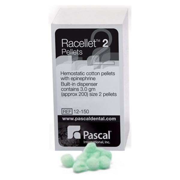Pascal 12-150 Racellets Hemostatic Pellets #2 Cotton Green 200/Box