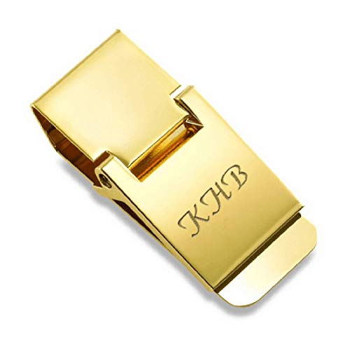 Executive Gift Shoppe | Polished Gold Custom Engraved Hinged Money Clip