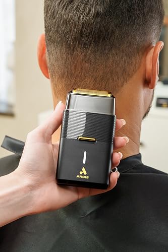 Image of Andis 563616 Pro Foil Plus II Cordless Shaver, Gold Titanium Foils, Lithium Ion Battery, Includes USB-C Charging Stand, Black
