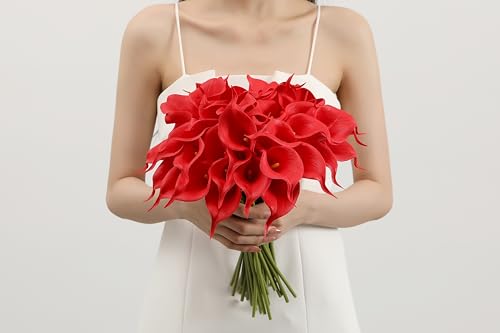 Image of SITUMEIZI 24 Pcs Black Fake Flowers Artificial Calla Lily