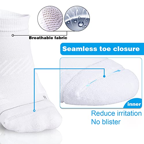 Hylaea No Show Running Athletic Anti-Blister Wicking Coolmax Socks, Seamless Anti-Odor (Medium, 3 Pairs White Style 2) #TOP3
