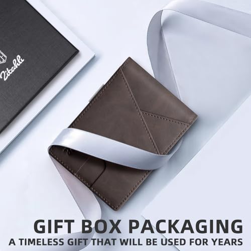 Image of Zitahli Slim Wallet for Men,RFID Blocking Leather Bifold with Money Clip | Minimalist Front Pocket Design, Holds 12 Cards, RFID Protection, Gifts for Men on Birthdays, Father's Day, and Christmas