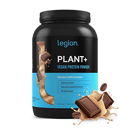 Legion Plant+ Vegan Protein Powder, Mocha Cappuccino - Rice and Pea, Plant Based Protein Blend. Gluten Free, GMO Free, Naturally Sweetened and Flavored, 20 Servings, 2 Lbs (Mocha Cappuccino)