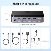 UGREEN HDMI KVM Switch 2 PC 2 Monitore 4K60Hz Tastatur und Desktop-Controller Umschaltung 4 USB 3.0 Ports Kompatibel mit Windows/Linux/MacOS usw. – Ansicht 8
