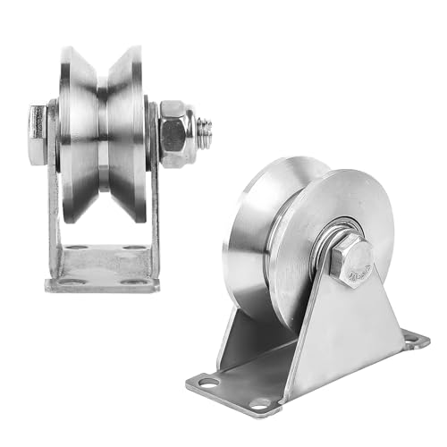 virkwuy Poleas de Carga, Polea de Inversión, Polea de Elevación, Polea en V 48 Mm para Cables Acero Hasta 15 Mm, Puertas Correderas, Rieles Puertas y Ventanas, etc., Capacidad Carga 200 Kg