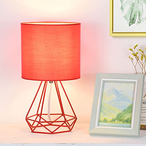 Lampwell Sim Small Table Lamp For Living Room As Bedside Table Lamp For Bedroom,Modern Table Lamp,Kids Table Lamp,Night Table Lamp,Φ6.69×H12.44In,Bulb Excluded,Red Table Lamp #TOP16