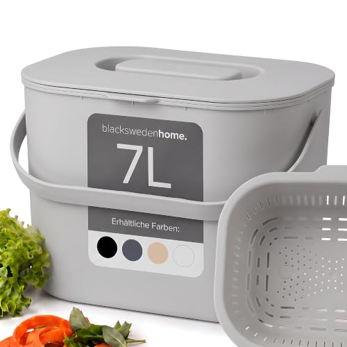 blackswedenhome. Biomülleimer Küche - 7L - Design Komposteimer mit Sieb - Bio-Mülleimer Geruchsdicht - Bio Abfalleimer- Komposter Küche… – Ansicht 1