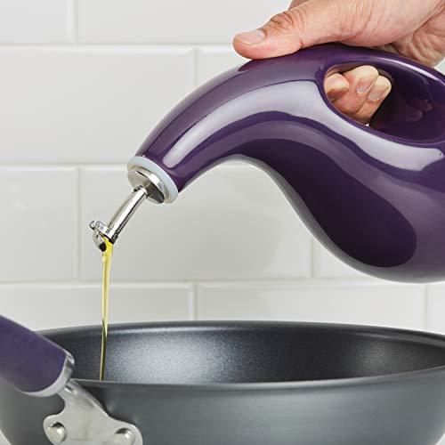 Rachael Ray Solid Glaze Ceramics Evoo Olive Oil Bottle Dispenser With Spout, One Size, Purple #TOP5
