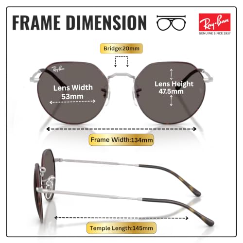 Image of Ray-Ban RB3565 JACK Square-Round Shaped Sunglasses for Men & Women with Official RAYBAN Eyewear Kit