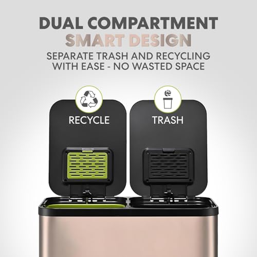 Caneca de basura rectangular dual 60L con pedal y tapa suave miniatura 3