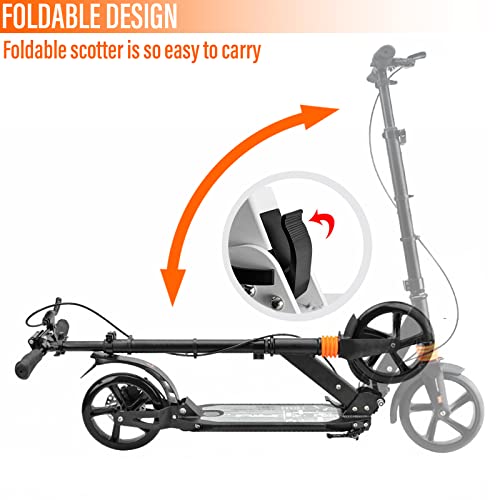 Futchoy Step, kickscooter voor volwassenen en kinderen, met vering, 200 mm, inklapbaar, in hoogte verstelbaar… - Afbeelding 6