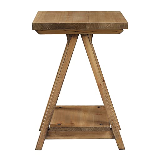 Rustory Farmhouse End Table Set Of 2, Solid Wood Side Table With Storage Shelf, Rustic Bedside Table Nightstand For Living Room, Bedroom, Natural #TOP7