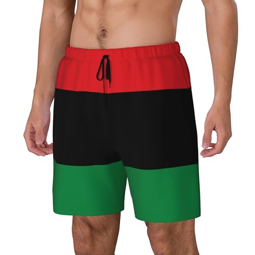Mens Swim Trunks with Compression Liner Beach Board Shorts Quick Dry Swim Shorts -Pan African flag3