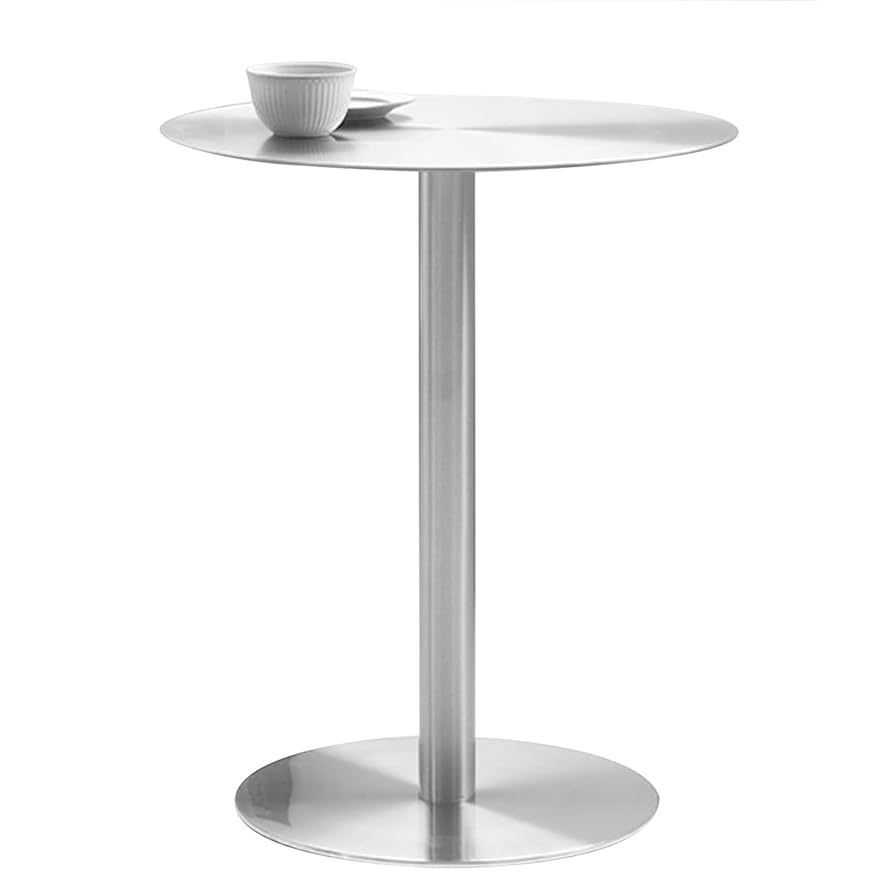 Round Bar Table, Silver High Table Stainless Steel Top Pub Table With Non-Slip Stable Base, Style Cocktail Tables For Parties, Living Room, Kitchen, Dining Room, Bistro Tables(Size:50x50x75c