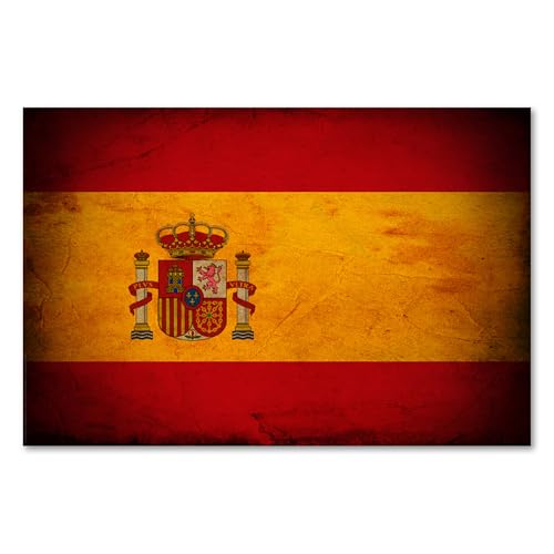 Postereck - 0289 - Vintage Flagge, Fahne Spanien Madrid - Unterricht Klassenzimmer Schule Wandposter Fotoposter Bilder Wandbild Wandbilder - Leinwand - 40,0 cm x 30,0 cm