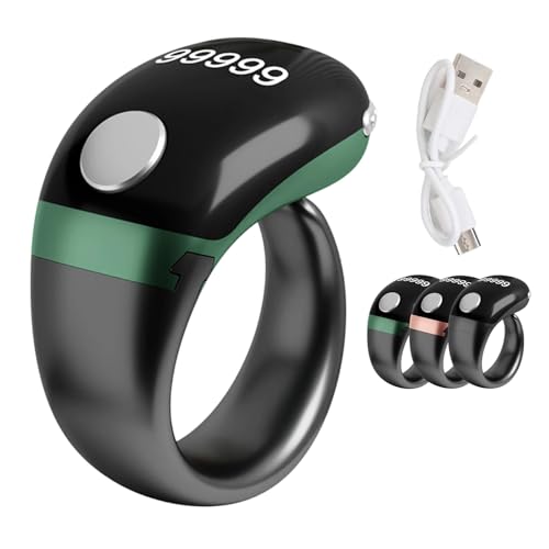 Image of Adjustable Finger Counter Clicker Ring, Muslim Digital Azan Alarm Clock Ring, Digital Electronic Smart Ring Counter with Display & Type-C Charging - Accurate & Portable Ring Tally Counter(Green)