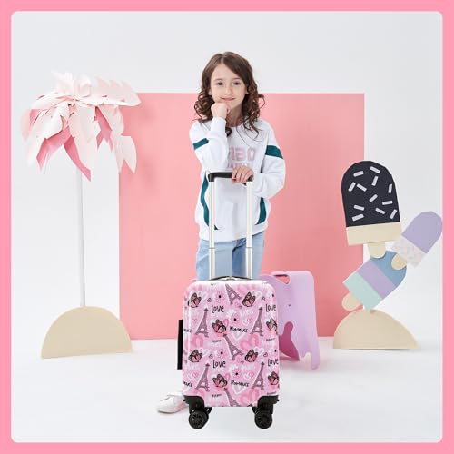 Image of Kids Luggage Set 2 piece Kids Suitcase with Spinner Wheels 16 inch Childrens Luggage for Girls With Wheels Hard Shell Luggage Sets Airline Approved