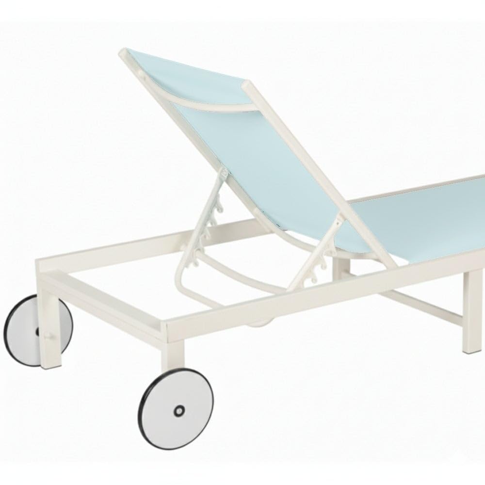 Tumbona de jardín y exterior Zulima Luxe de aluminio blanco y azul turquesa | Reclinable, con Ruedas y textileno transpirable. Tratamiento epoxi para exteriores. Relax en terraza y piscina. Mejorada 2026