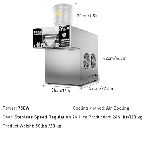 Korean Kakigori Machine - ES Snowflake Ice Shaver, Adjustable Speed Cream Crusher for Bingsu, 180KG Capacity, Perfect for Shaved Ice Desserts, Commercial Use