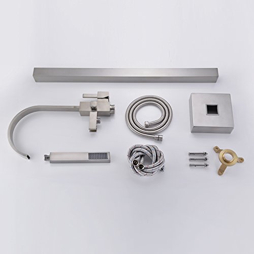 Artiqua Freestanding Bathtub Faucet Tub Filler Brushed Nickel Waterfall Floor Mount Faucets Single Handle With Hand Shower #TOP6