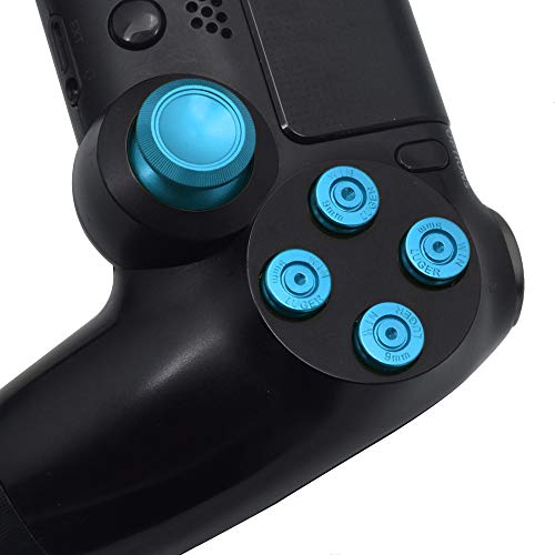 TOMSIN Metal Buttons for PS4 Controller, Aluminum Metal Thumbsticks Analog Grip & Bullet Buttons & D-pad (Blue) - Thumbnail 5