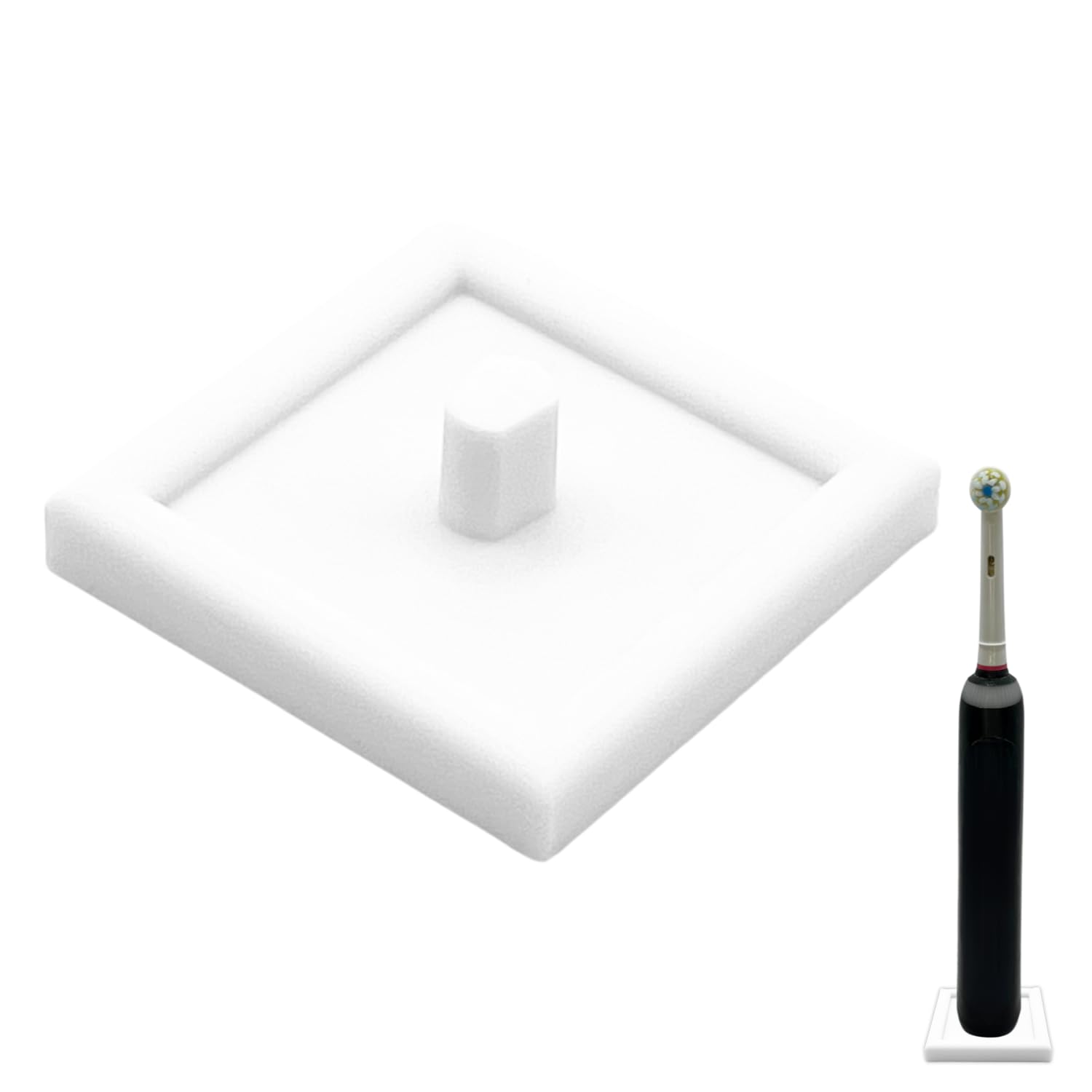 White Electric Toothbrush Stand Compatible With Major Brands, Including Drip Tray (, Single)