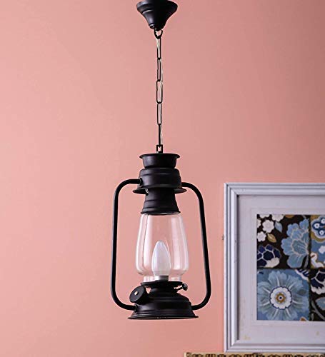 Image of DarkVision Hanging Lights Lantern for Living Room /Pendant Lights for Ceiling /Hanging Lamps for Home Decoration /Decorative Hanging Lights,Metal (Bulb Not Included) (Black)