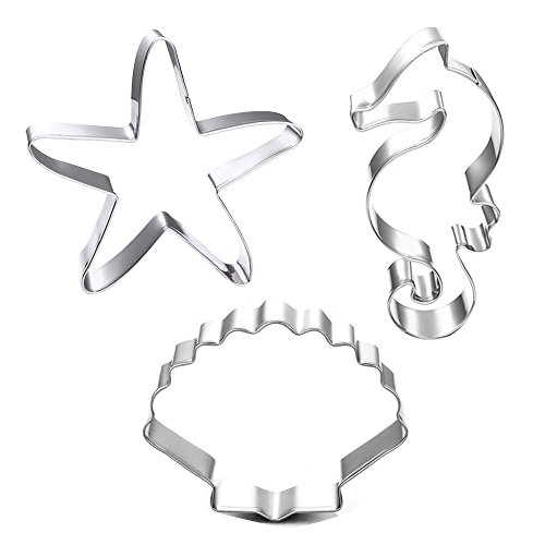 Winrase® Set of 3 DIY Stainless Steel Starfish Hippocampus Shell Shape Cookie Cutter Fondant Cutter Winrase® Set of 3 DIY Stainless Steel Starfish Hippocampus Shell Shape Cookie Cutter Fondant Cutter