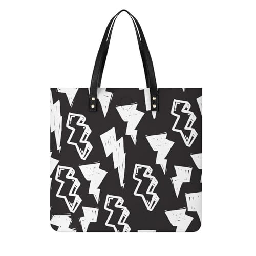 Sac à main shopper noir et blanc au design graphique épuré et finitions soignées 39x39cm
