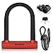 ROCKBROS U字ロック 自転車 鍵 カギ式 バイクロック 高切断対抗 直径22mm 頑丈 盗難防止 120cm防犯ケーブル シリコンカバー 固定ブラケット付き 持ち運びやすい ロードバイク クロスバイク MTB 鍵3本付き ブラックレッド