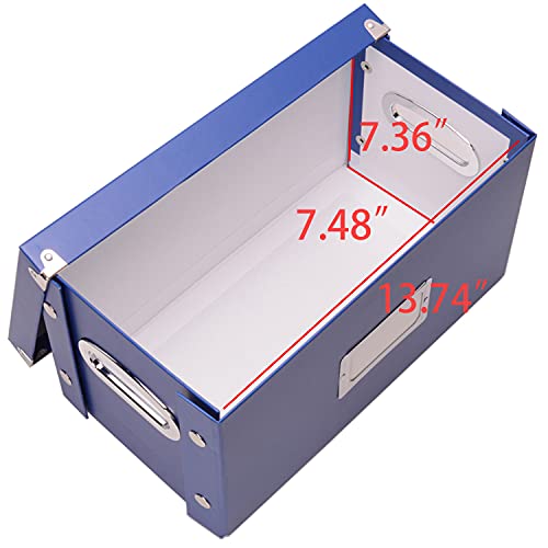 Image of Snap-N-Store 45 RPM Vinyl Record Box, Collapsible, Classic Blue | Folds flat for compact storage, snaps together for quick assembly, sturdy design for 45 rpm vinyl records