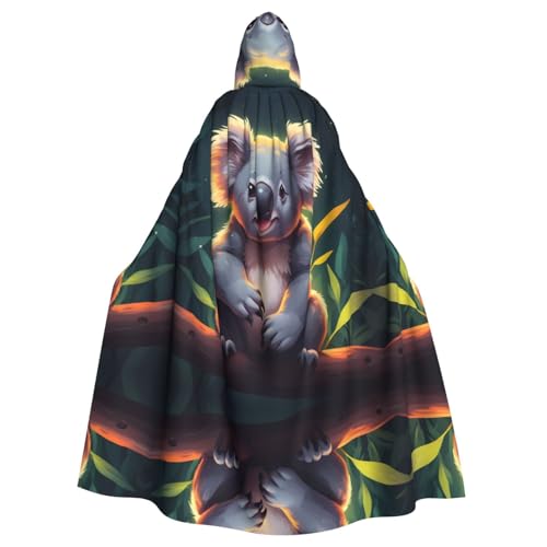 Cape à capuche adulte imprimé koala lumineux plaid géant halloween