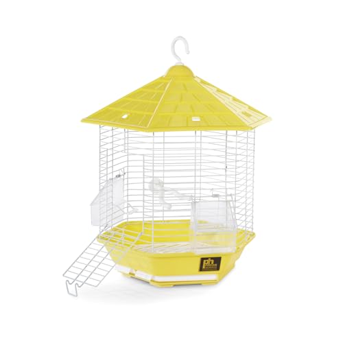 Image of Prevue Pet Products Bali Bird Cage - Small Cage for Parakeets, Finches, Lovebirds, and Other Similarly Sized Small Birds, Compatible with Stand, Clear Visibility - Yellow