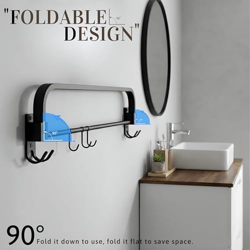 Image of Gloxy Premium Matte Black Finish Stainless Steel Towel Rod Combo Pack of 2-24 Inch Wall Mount Bathroom Towel & Clothes Holder - Rustproof Heavy-Duty Towel Rack for Modern Bathrooms