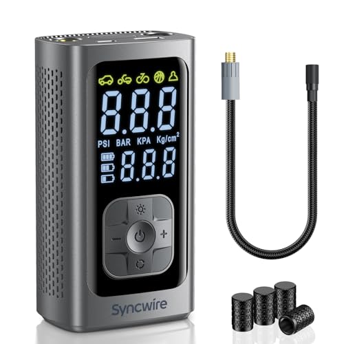 Syncwire Tragbarer Luftkompressor Mini Reifenpumpe - 10.35Bar Schnellere Elektrische Luftpumpe...