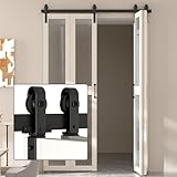 Enconker 60' Bi-Folding Sliding Barn Door Hardware Kit for 4 Doors, Modular Track System with Side-Mounted Rollers, Smooth and Space-Saving Folding Solution, Fit 4 x 14in Door Panel