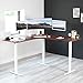 VIVO Electric Height Adjustable 71 x 71 inch Curved Corner Stand Up Desk, Dark Walnut Table Top, White Frame, Memory Controller, L-Shaped Workstation, E3C Series, DESK-KIT-E3CWD