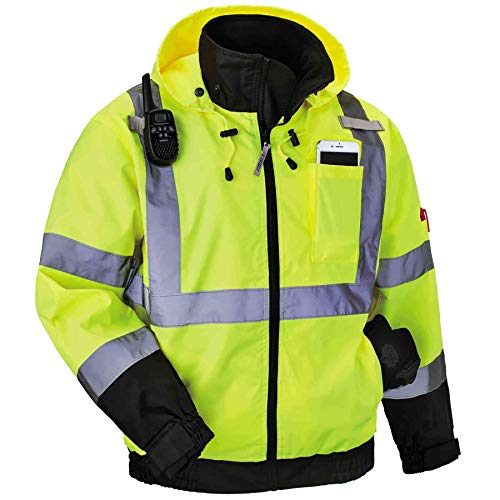 image for High Visibility Reflective Winter Bomber Jacket, Zip Out Fleece Liner,