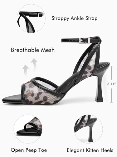 Image of Coutgo Womens Kitten Heels Sandals Pointed Open Toe Ankle Buckle Strap Summer Dress Shoes